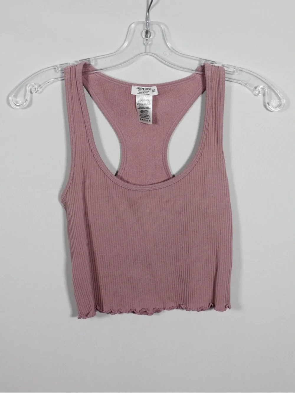 Ardene Pink Ribbed Cropped Racerback Tank Top XS/S - Picture 2 of 8